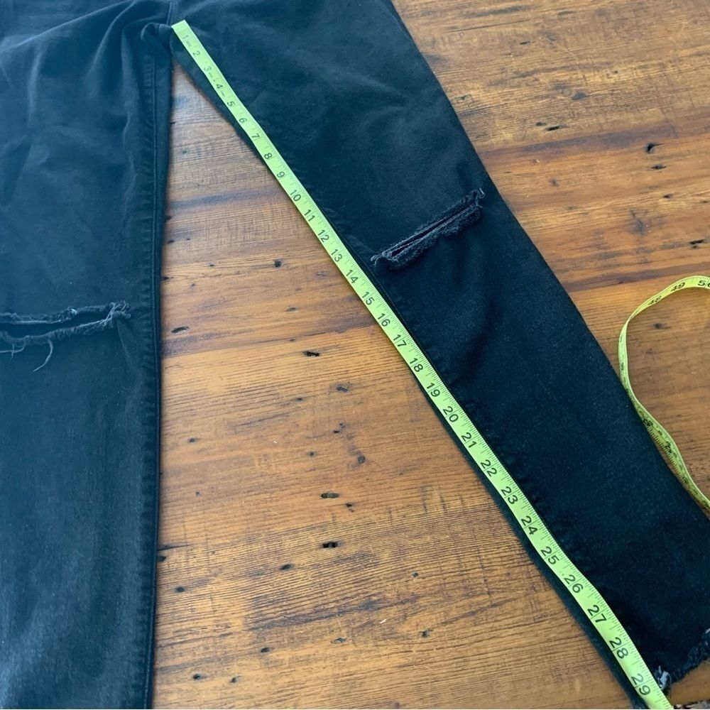 FRAME High Waisted Empire Skinny Jeans Washed Black Distressed Knee Rips Sz 28 - Picture 6 of 13